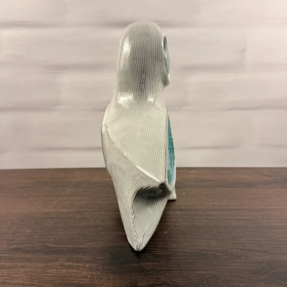 Jonathan Adler Glass Menagerie Barn Owl Sculpture Aquamarine Stoneware